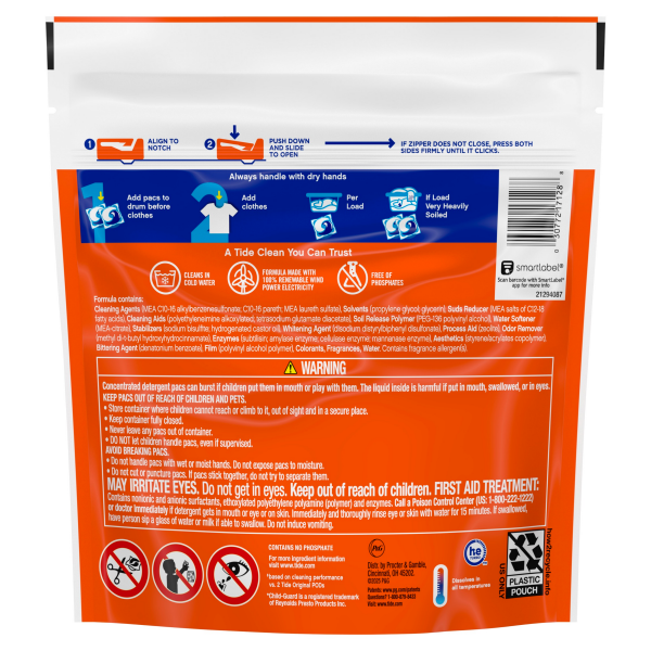 TIDE POWER PODS OXI BOOST LAUNDRY DETERGENT XL PACS - 9 PACS