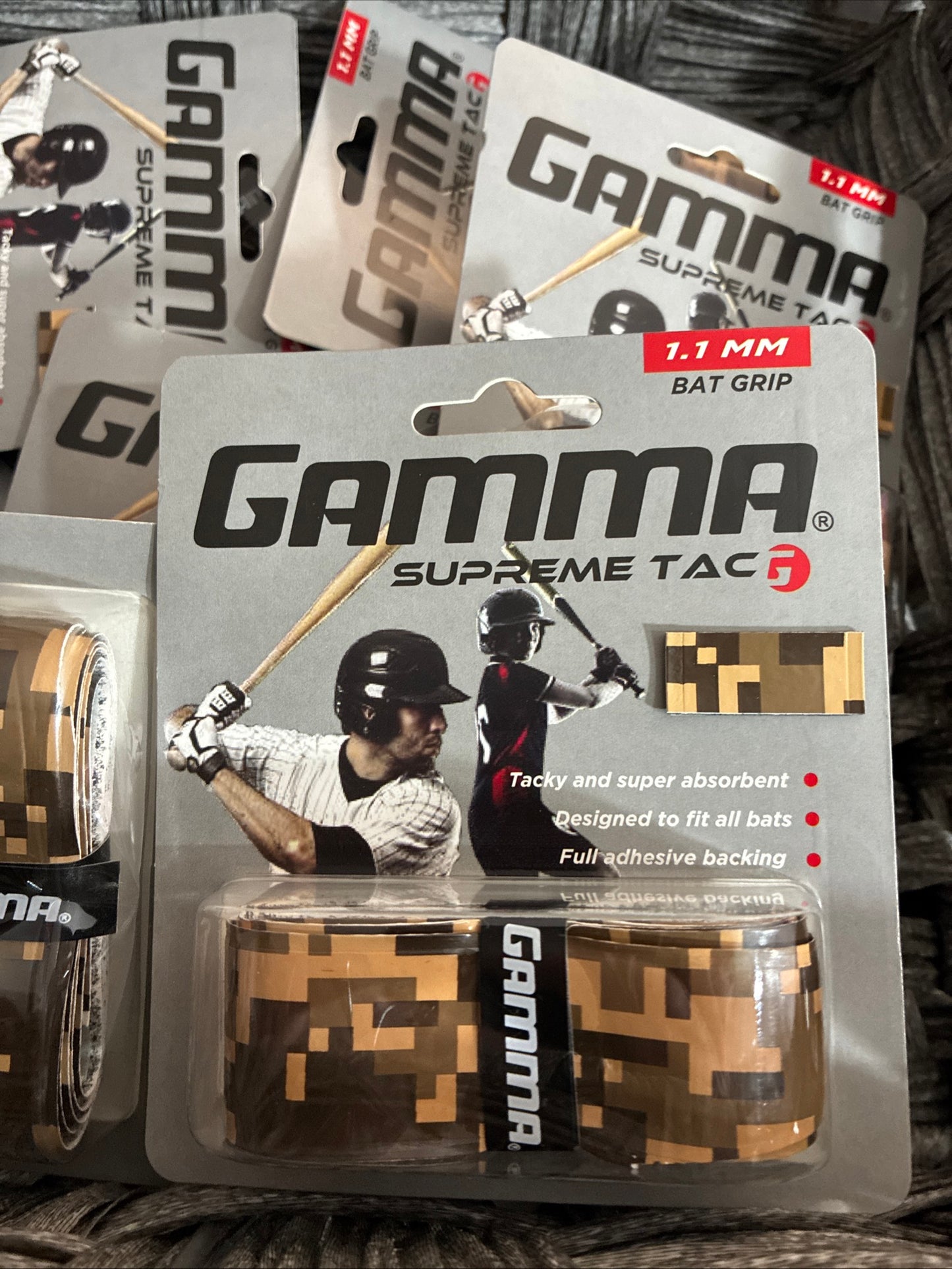 LOT OF 8x GAMMA SUPREME TAC G CAMO 1.1MM BAT GRIP