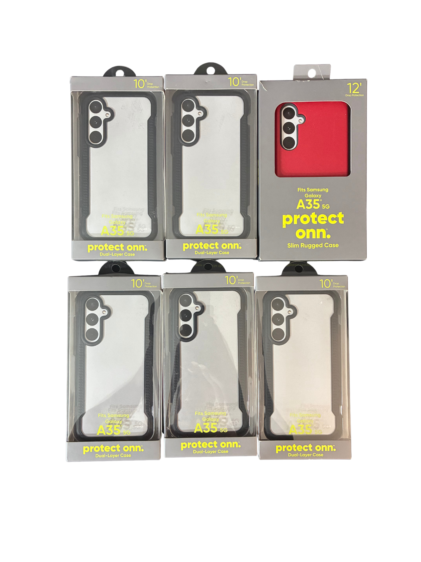 LOT OF 6 ONN PHONE CASES FOR SAMSUNG GALAXY A35 5G DUAL LAYER SLIM 10' 12' DROP