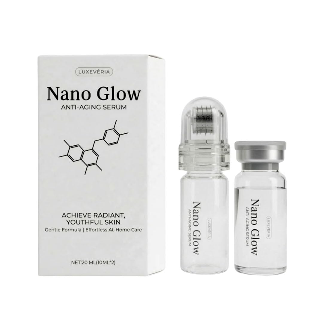 LUXEVERIA NANO GLOW ANTI-AGING SERUM 2X10ML NEEDLE ROLLER SET NEW EXP. 05/2029