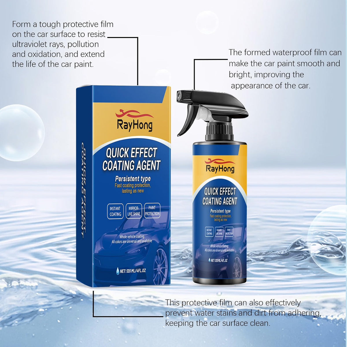 CAR PAINT PROTECTING QUICK EFFECT COATING AGENT MIRROR LIKE SHINE INSTANT 120ML