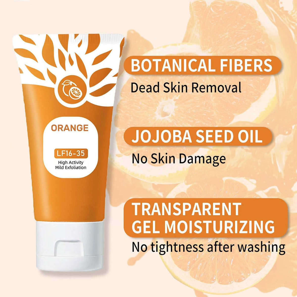ORANGE EXFOLIATING GEL WITH NATURAL ENZYMES FACE & BODY SCRUB ALL SKIN TYPES