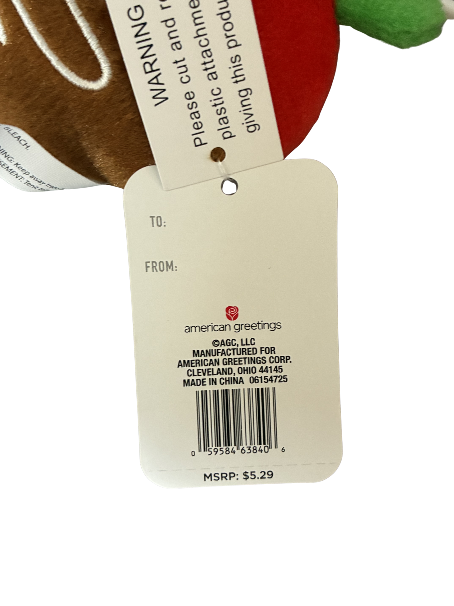 AMERICAN GREETINGS CHOCOLATE COVERED STRAWBERRY PLUSH CLIP ON