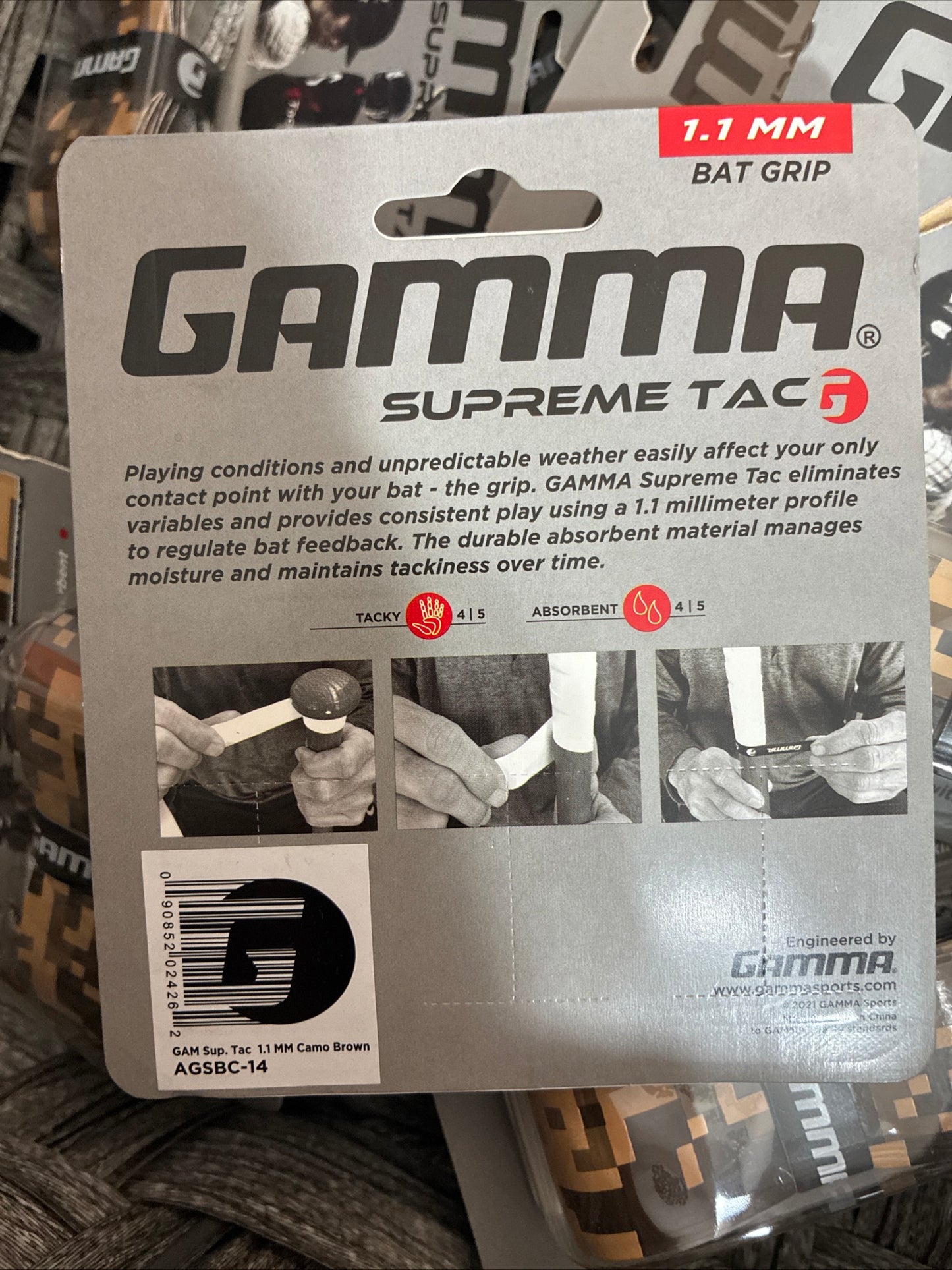 LOT OF 8x GAMMA SUPREME TAC G CAMO 1.1MM BAT GRIP