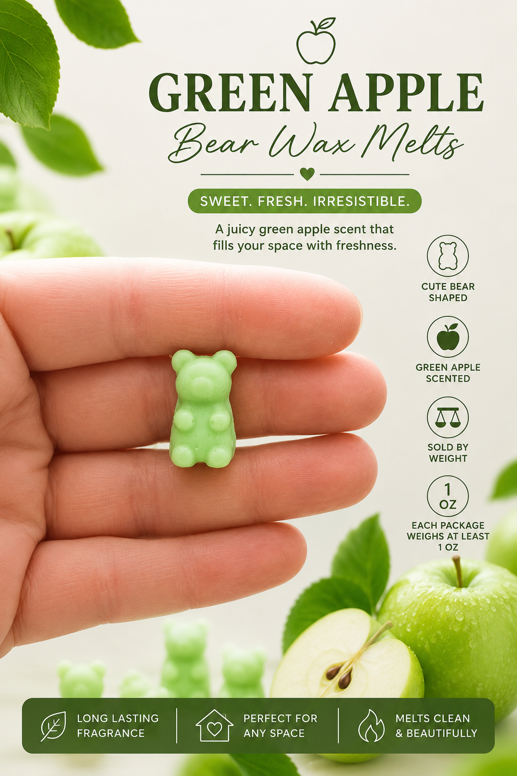 GREEN APPLE BEAR MELTS - 1OZ PACKAGE
