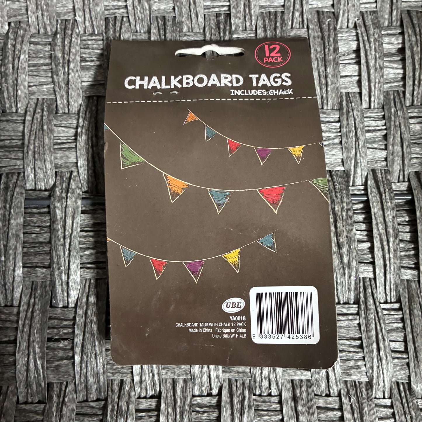 CHALKBOARD TAGS 12PCS INCLUDES CHALK
