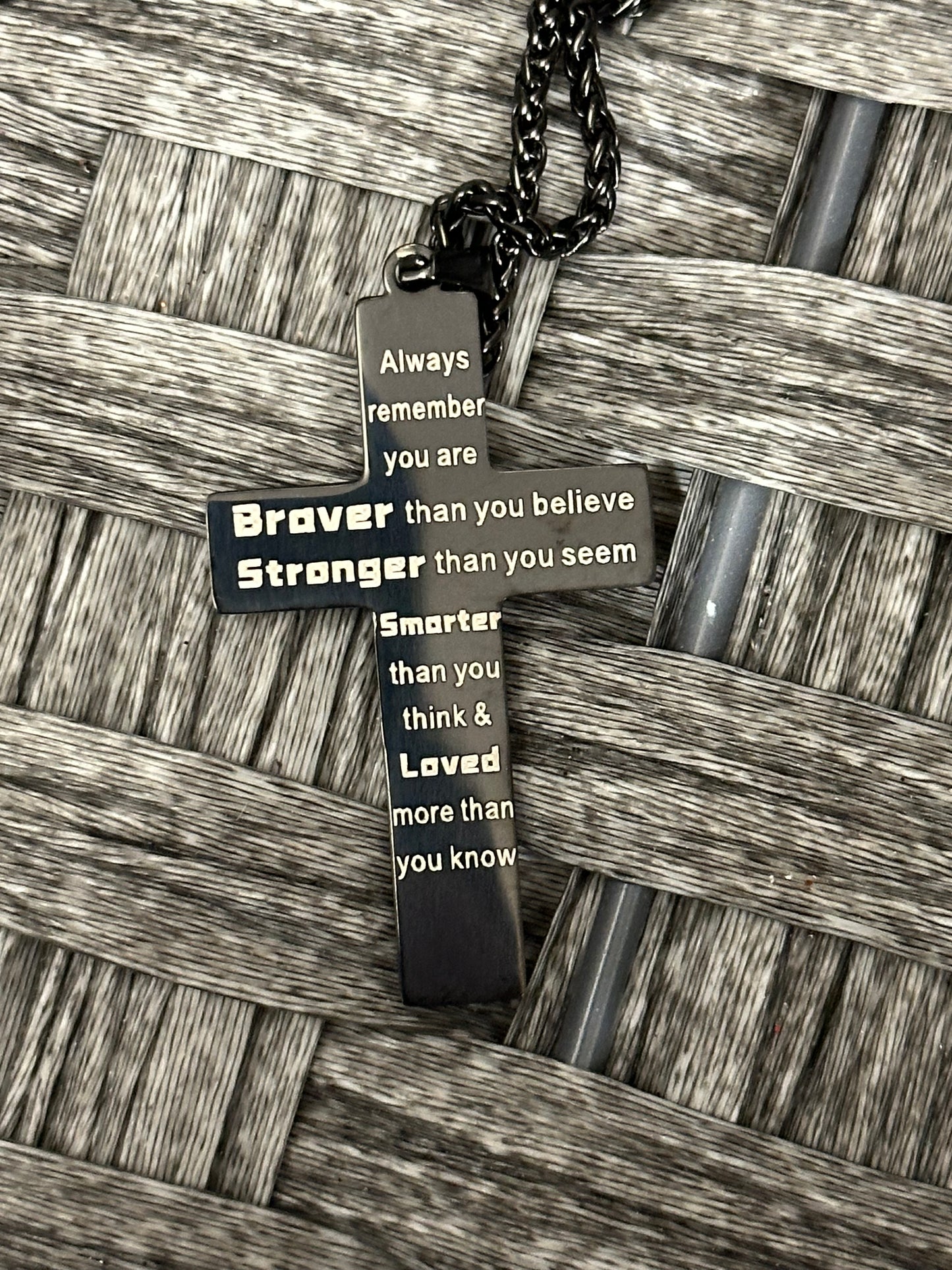 Black Cross Motivational Necklace