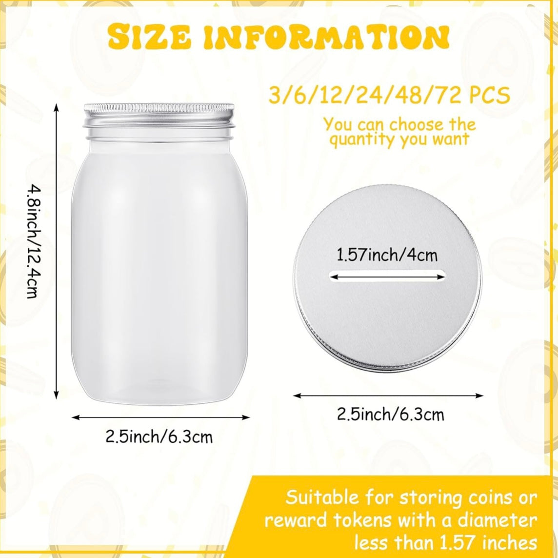 CLEAR PLASTIC JAR WITH SLOTTED LID