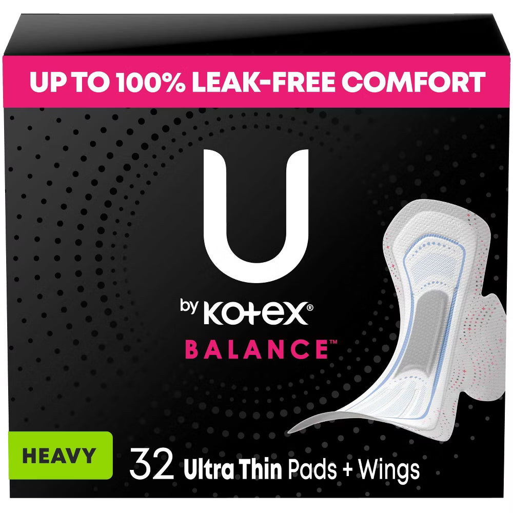 U BY KOTEX BALANCE HEAVY ULTRA THIN PADS WITH WINGS 32CT