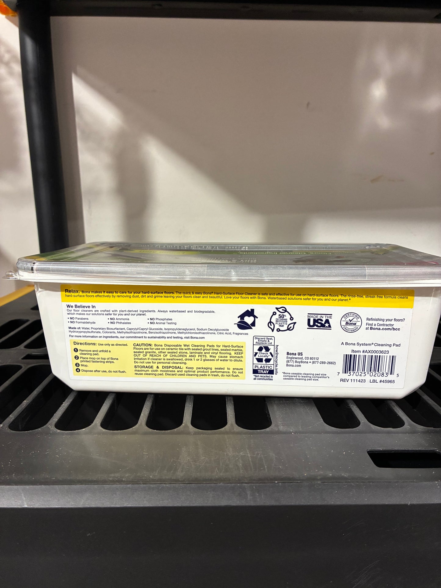 Bona Disposable Wet Cleaning Pads for Hard-Surface Floors Lemon Mint 12ct