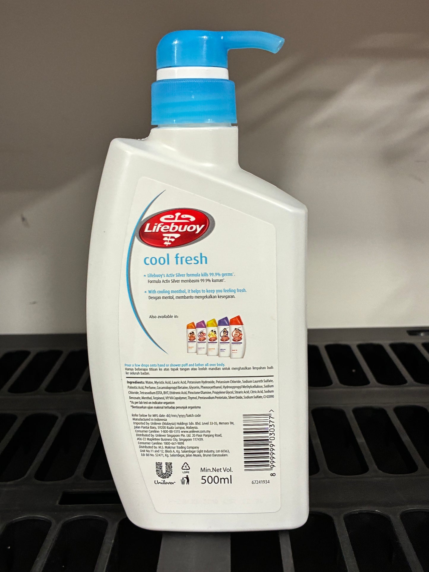 Lifebuoy Activ Silver Formula Antibacterial Bodywash Cool Fresh with Menthol 500ml