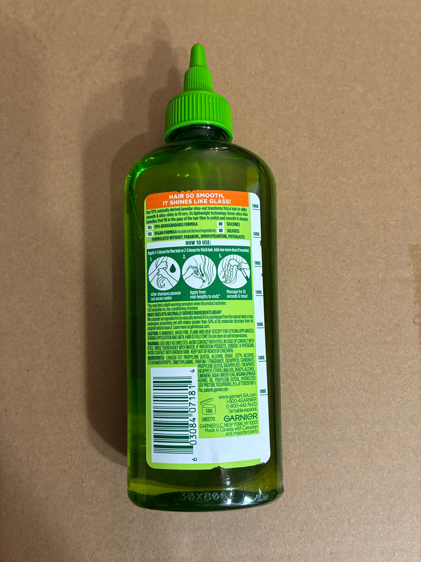 GARNIER FRUCTIS SLEEK & SHINE GLASS HAIR WATER SMOOTHING RINSE OUT 6FL OZ