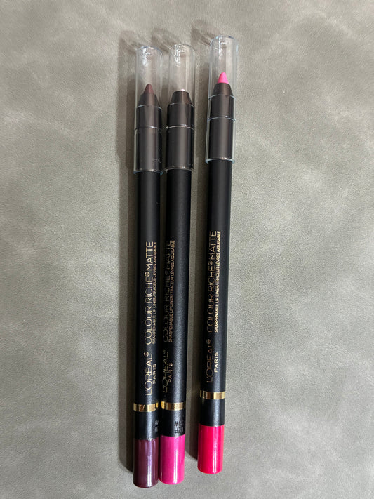 3PK L’OREAL PARIS COLOUR RICHE MATTE SHARPENABLE  LIP LINER