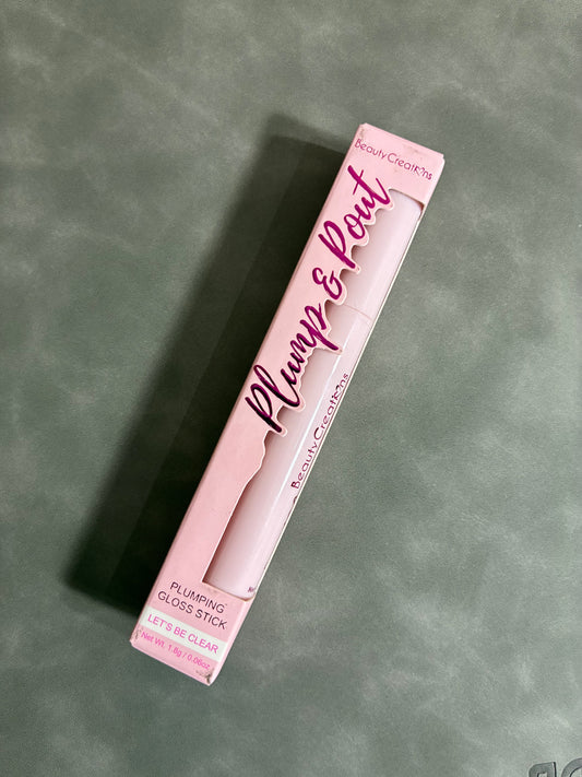 BEAUTY CREATIONS PLUMP AND POUT LETS BE CLEAR PLUMPING GLOSS STICK