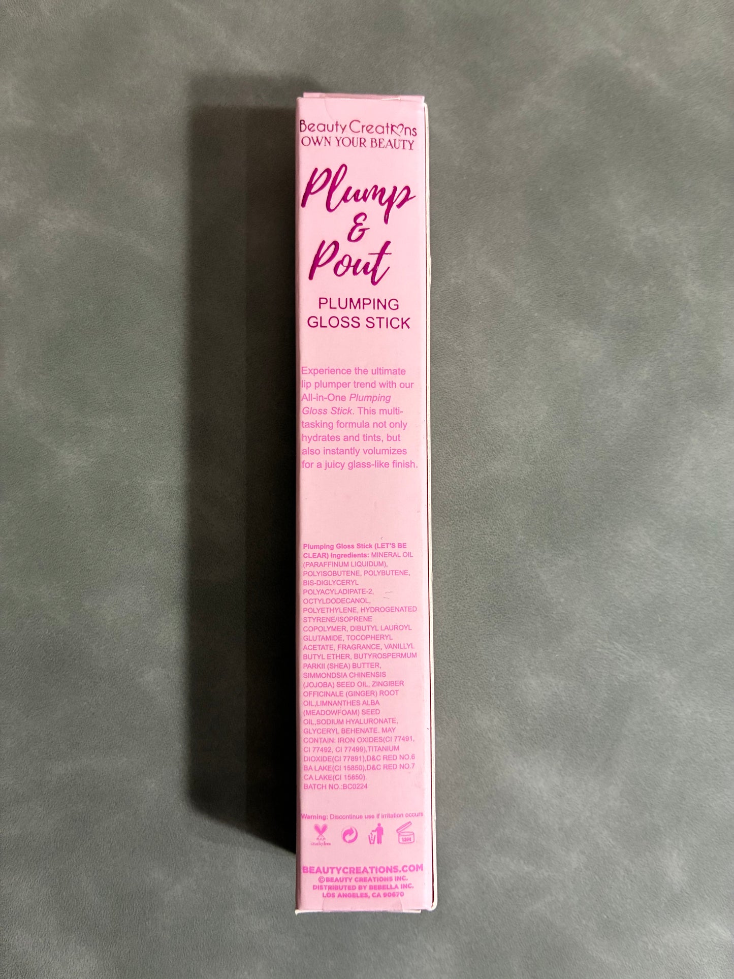 BEAUTY CREATIONS PLUMP AND POUT LETS BE CLEAR PLUMPING GLOSS STICK