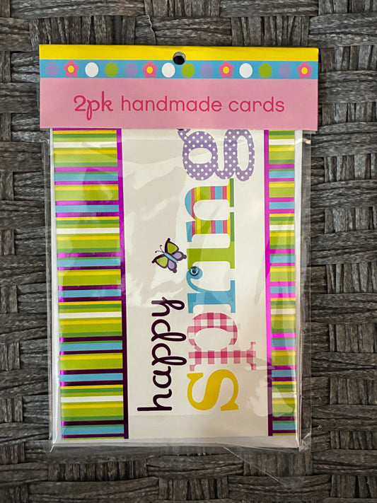 2PK OF HANDMADE CARDS “HAPPY SPRING”