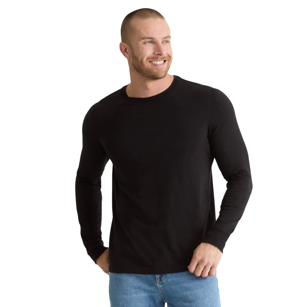 GEORGE MEN’S COTTON CREWNECK T SHIRT WITH LONG SLEEVES - NWT - SIZE XS