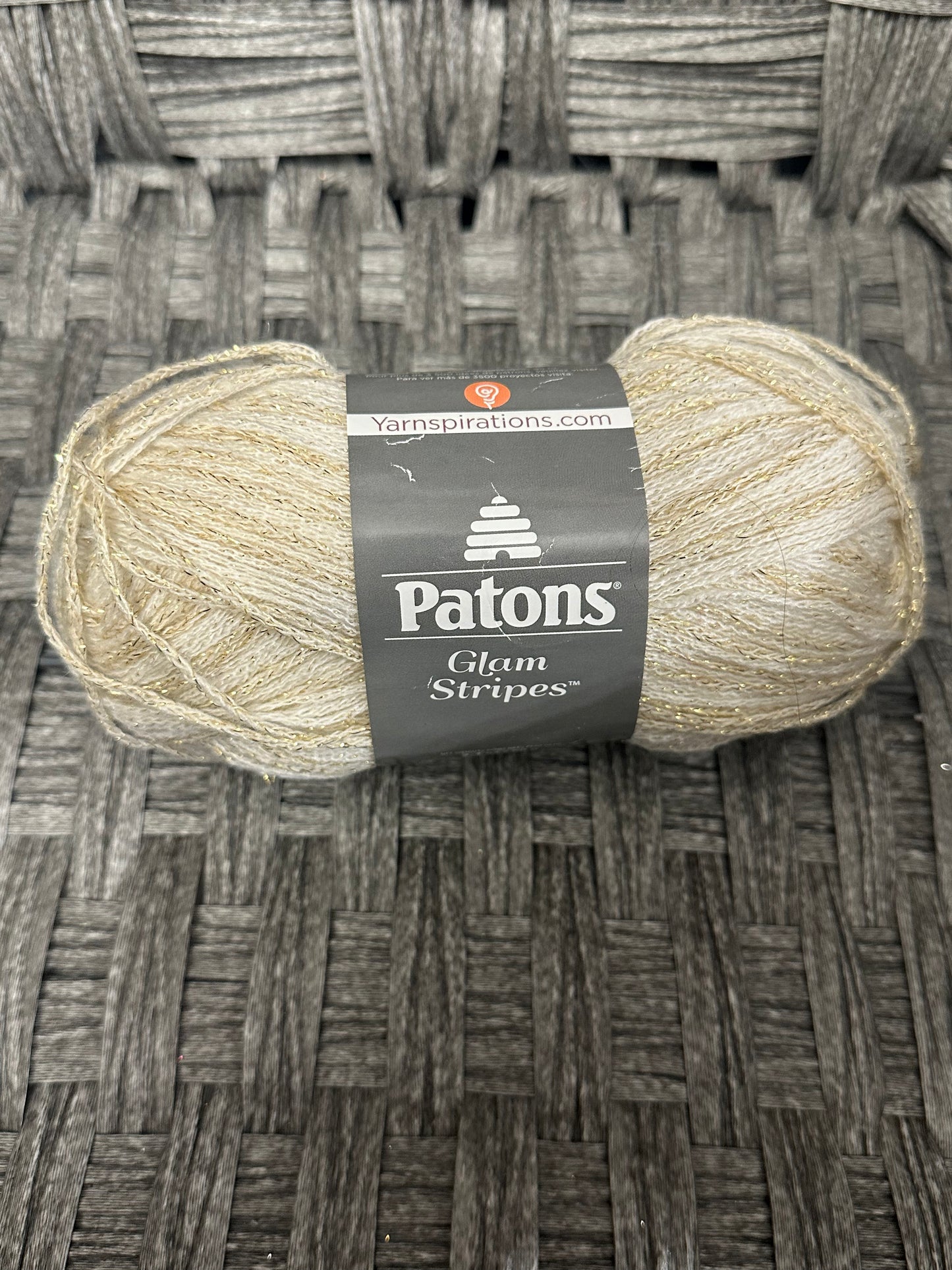 Patons Glam Stripes Yarn White Gold 09008