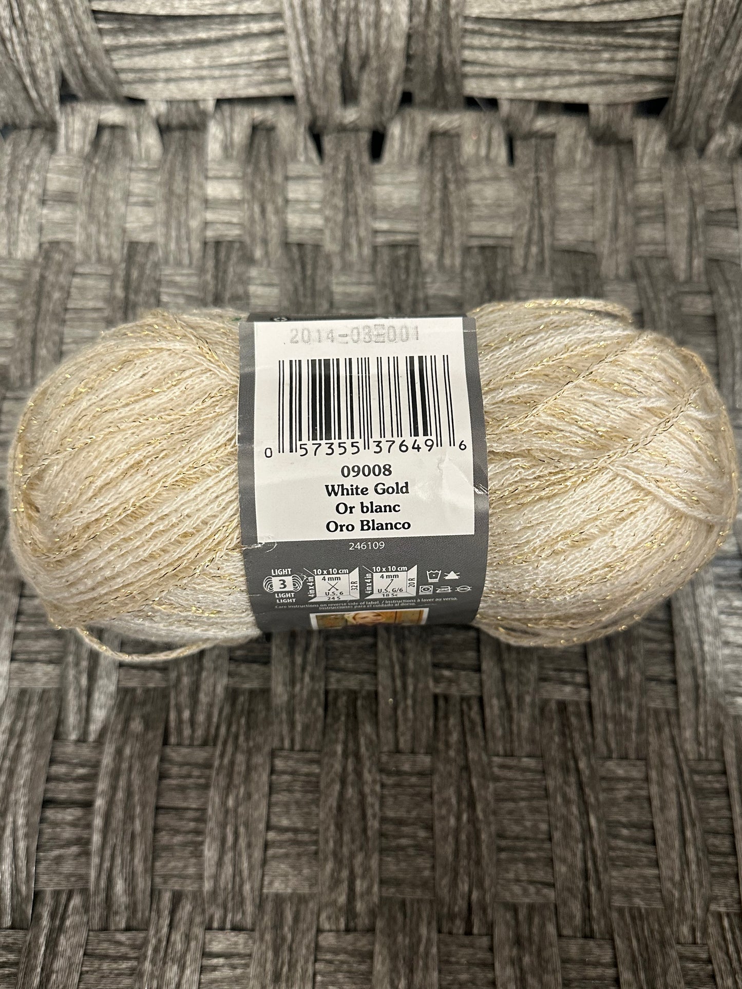 Patons Glam Stripes Yarn White Gold 09008