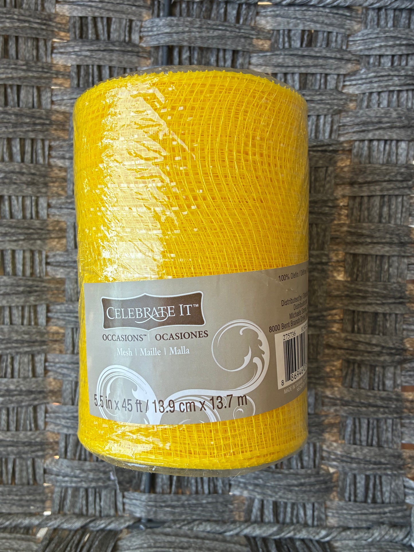 5.5 IN X 45FT YELLOW MESH BY CELEBRATE IT FOR WREATH MAKING AND CRAFTS