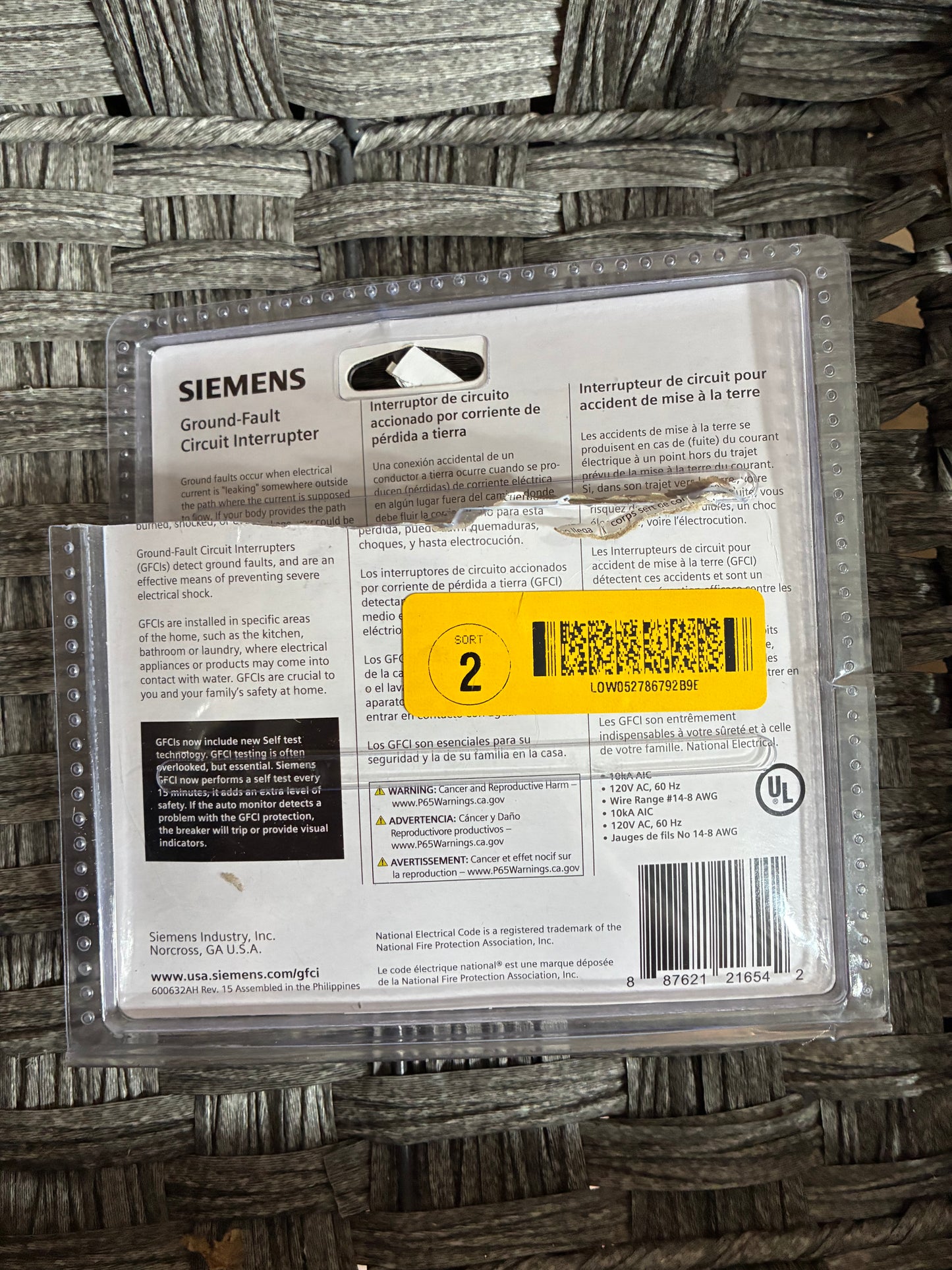 SIEMENS QF115AP GROUND FAULT CIRCUIT INTERRUPTER