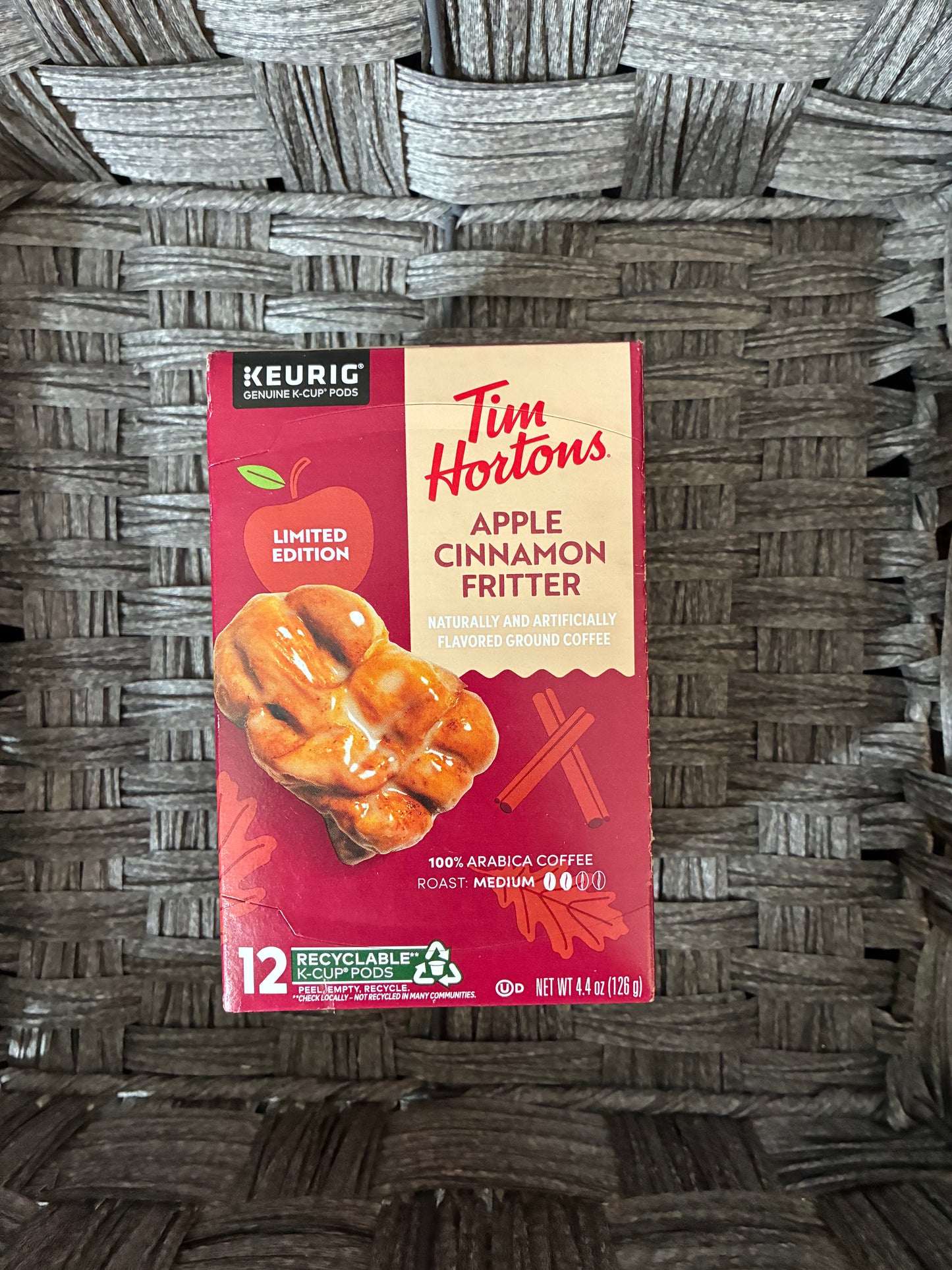 KEURIG TIM HORTONS APPLE CINNAMON FRITTER LIMITED EDITION 12 PODS BB 13JULY2026