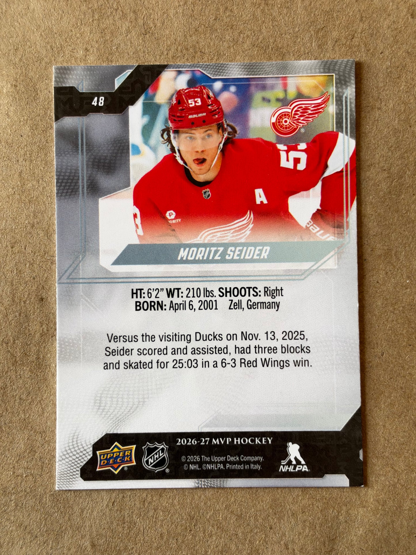 2026-27 MVP HOCKEY UPPER DECK - MORITZ SEIDER #48 (RED WINGS)