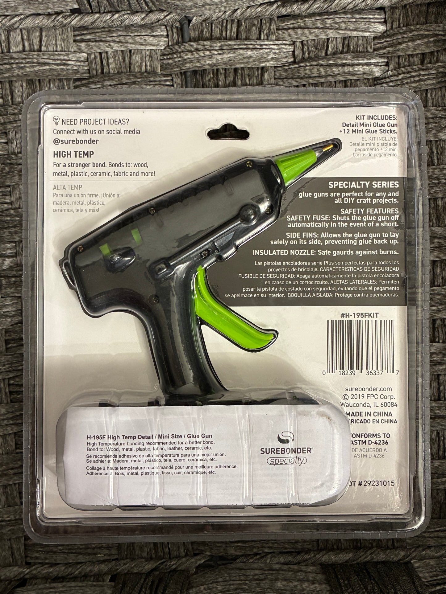 SUREBONDER MINI SIZE HOT GLUE GUN VALUE PACK WITH 12 MINI STICKS CORDED