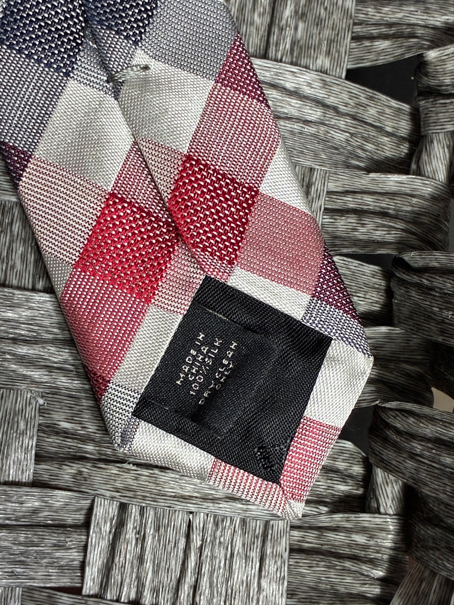 EXPRESS MENS NECKTIE 100% SILK RED PLAID - PRE OWNED