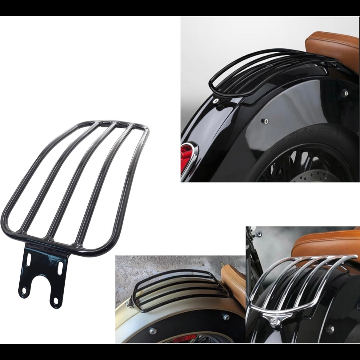 BLACK TUBULAR SOLO FENDER RACK FOR INDIAN SCOUT AND SCOUT SIXTY 2015-UP CI-4014B