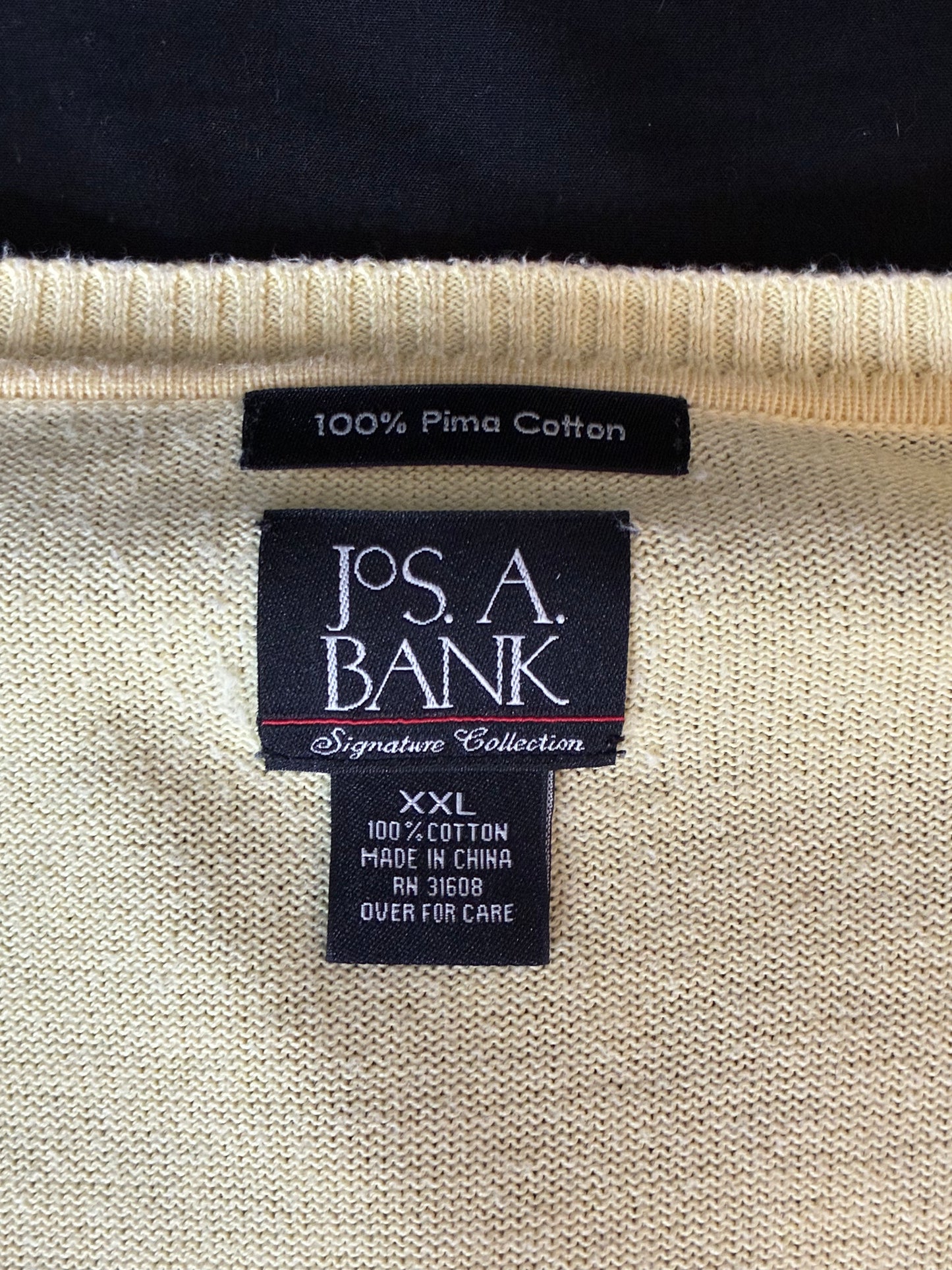 Jos A Bank Sweater Mens XXL Yellow Signature Collection Pima Cotton Pullover