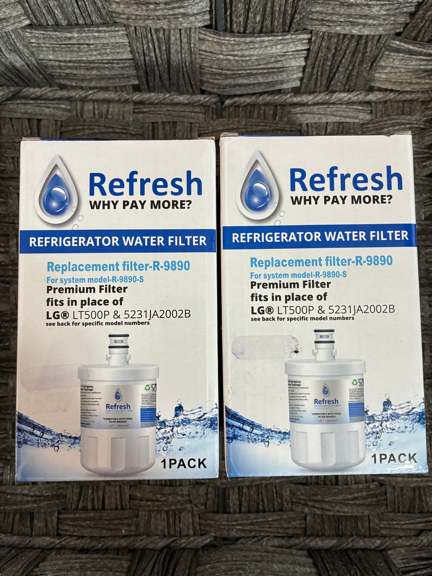 2X REFRESH REFRIGERATOR WATER FILTER R-9890