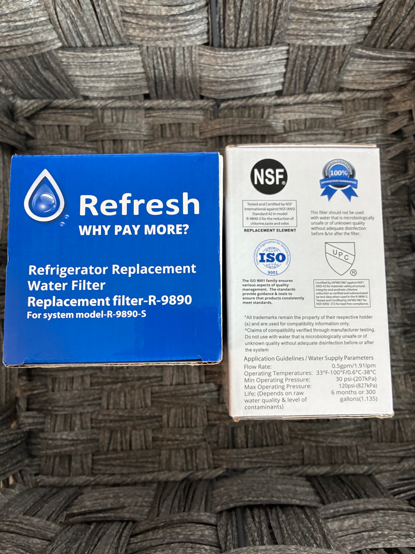 2X REFRESH REFRIGERATOR WATER FILTER R-9890