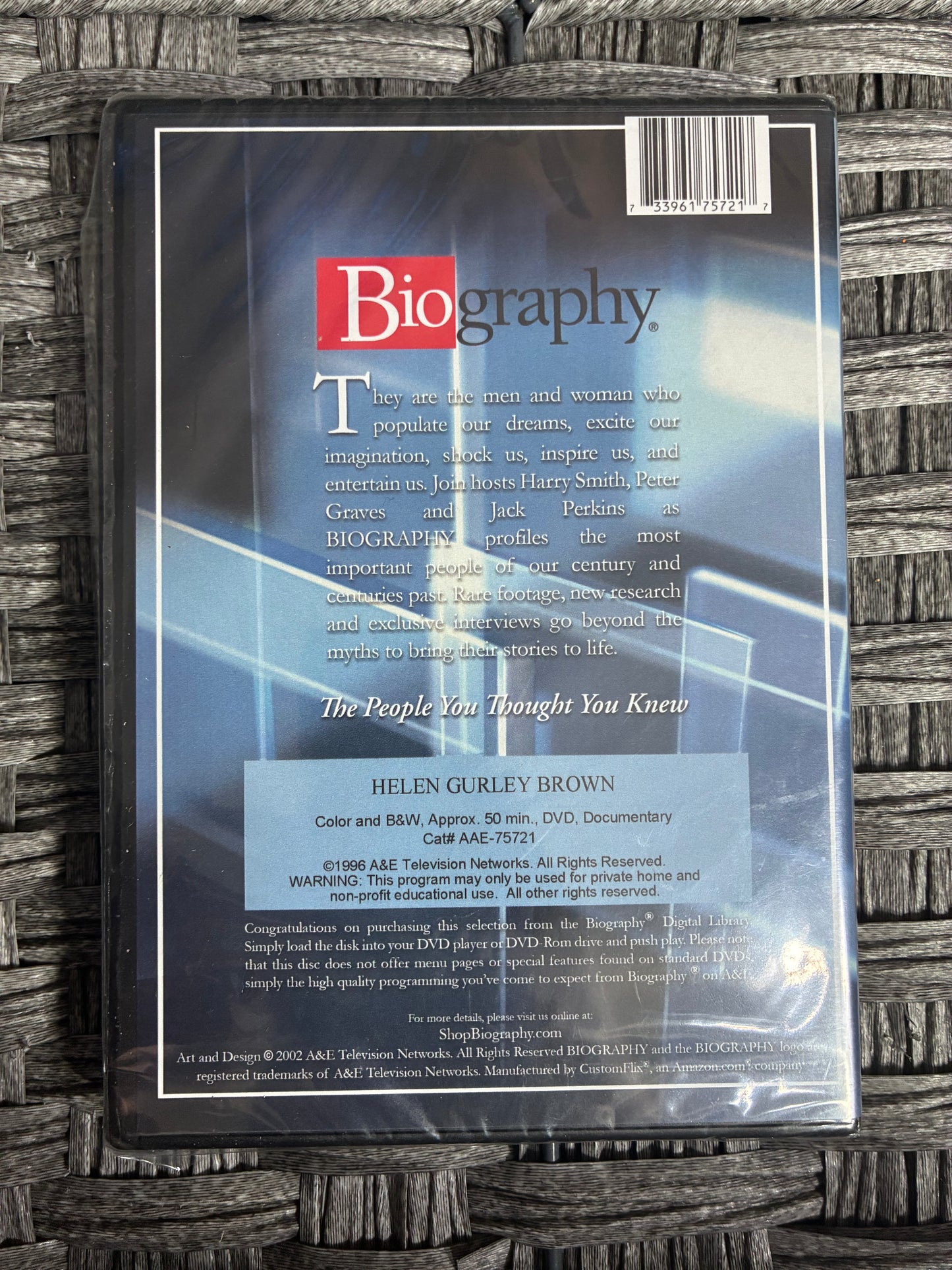 A&E HOME VIDEO DVD BIOGRAPHY "HELEN GURLEY BROWN" 1996 SEALED