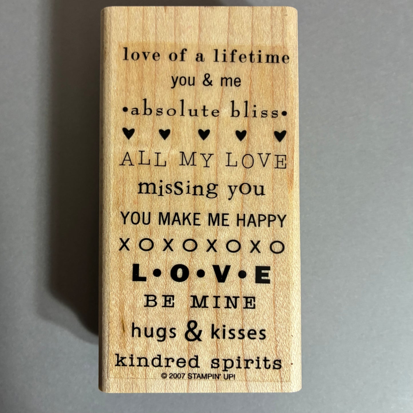 2007 STAMPIN' UP! "LOVE OF A LIFETIME" PHRASES - PRE OWNED