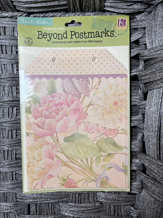 K & COMPANY BRENDA WALTON WORDSWORTH FLORAL BEYOND POSTMARK 2 CARDS & ENVELOPES