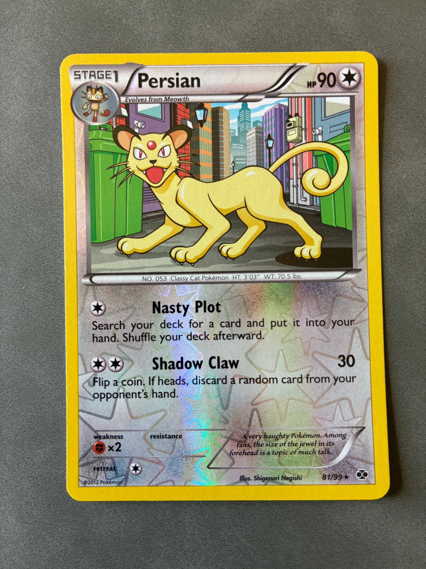 2012 POKEMON TCG PERSIAN 81/99 HOLO