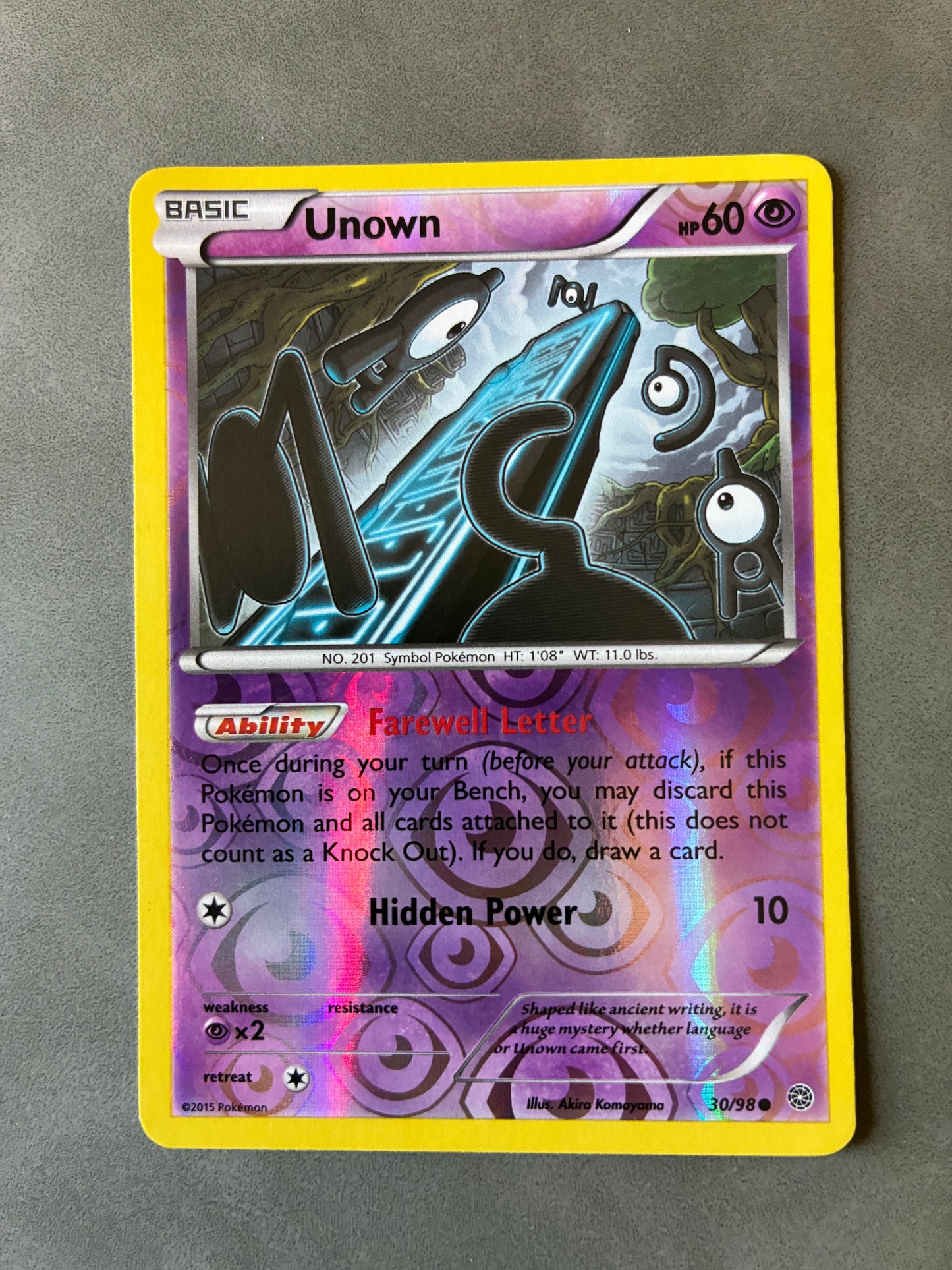 POKEMON TCG UNOWN 30/98 HOLO 2015