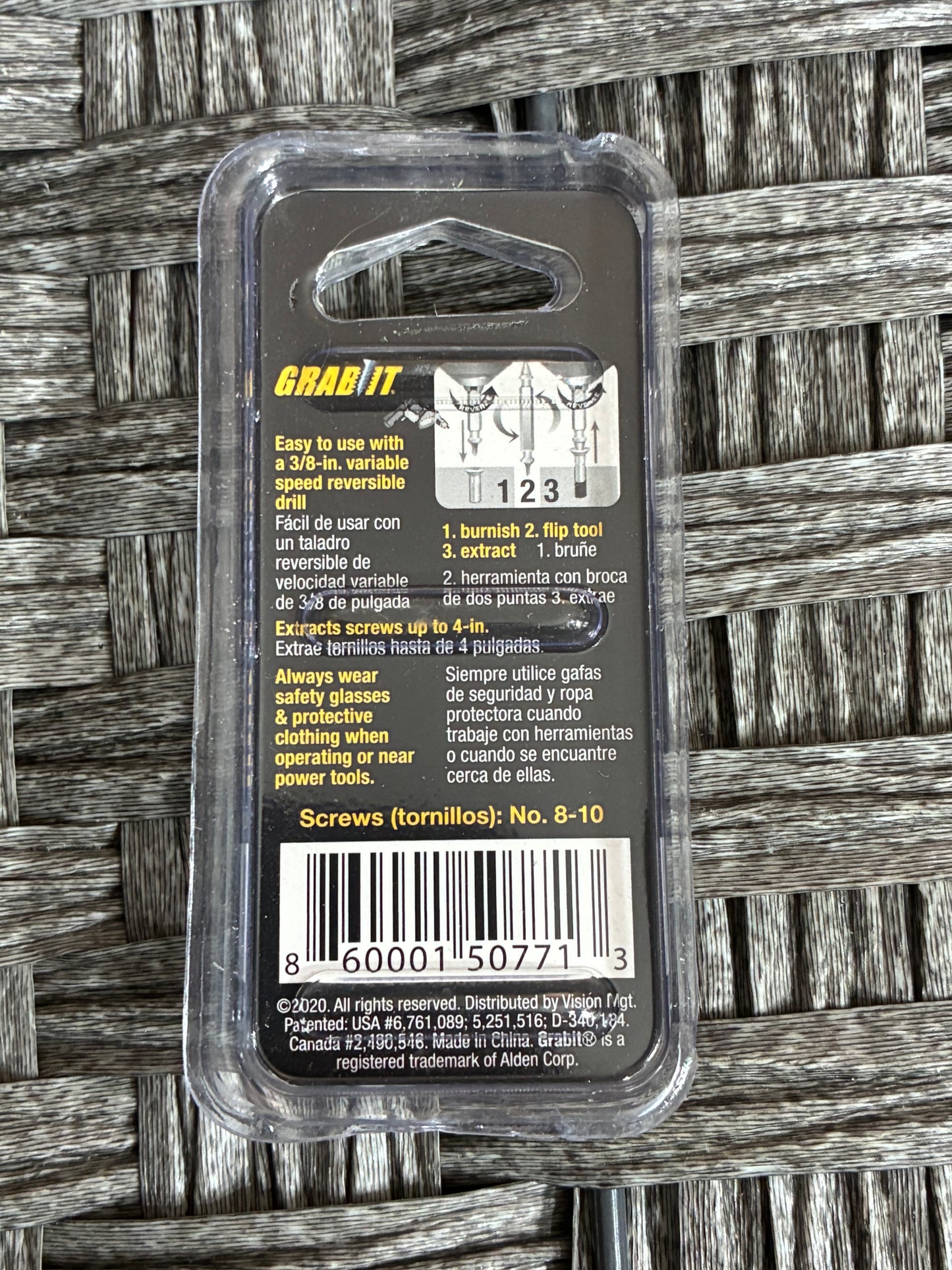GRAB IT DAMAGED SCREW EXTRACTOR VMG02 SCREWS #8-10 WORKS WITH ANY DRILL