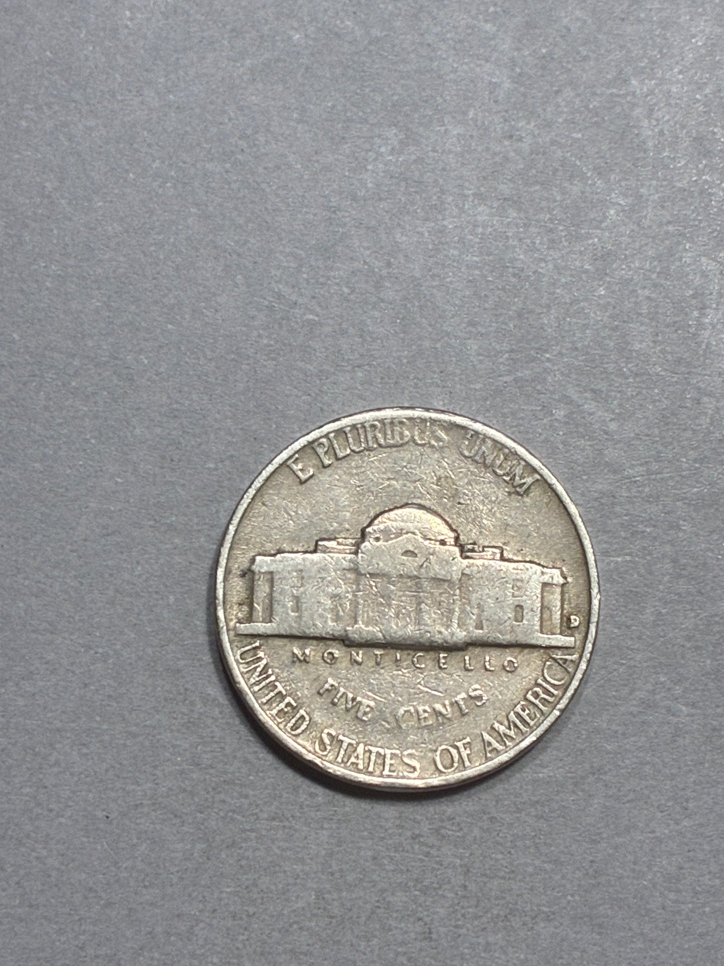 1957 D NICKEL LETTERING ON RIM - CIRCULATED - FAIR (LN0018)