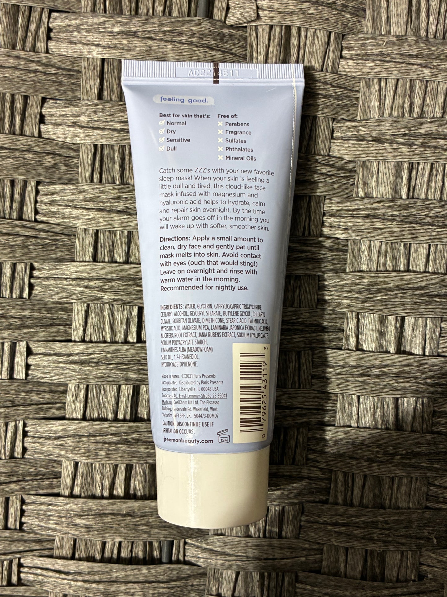 FREEMAN SLEEPY TIME WHIPPED MASK - HYALURONIC ACID - 3 FL OZ