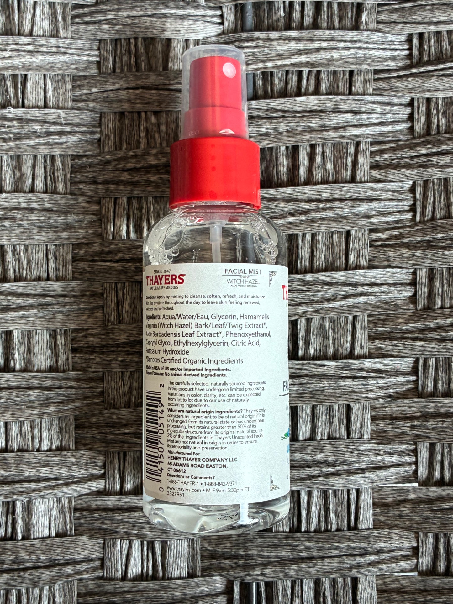 THAYERS FACIAL MIST WITCH HAZEL ALOE VERA FORMULA UNSCENTED ALCOHOL-FREE 4FL OZ