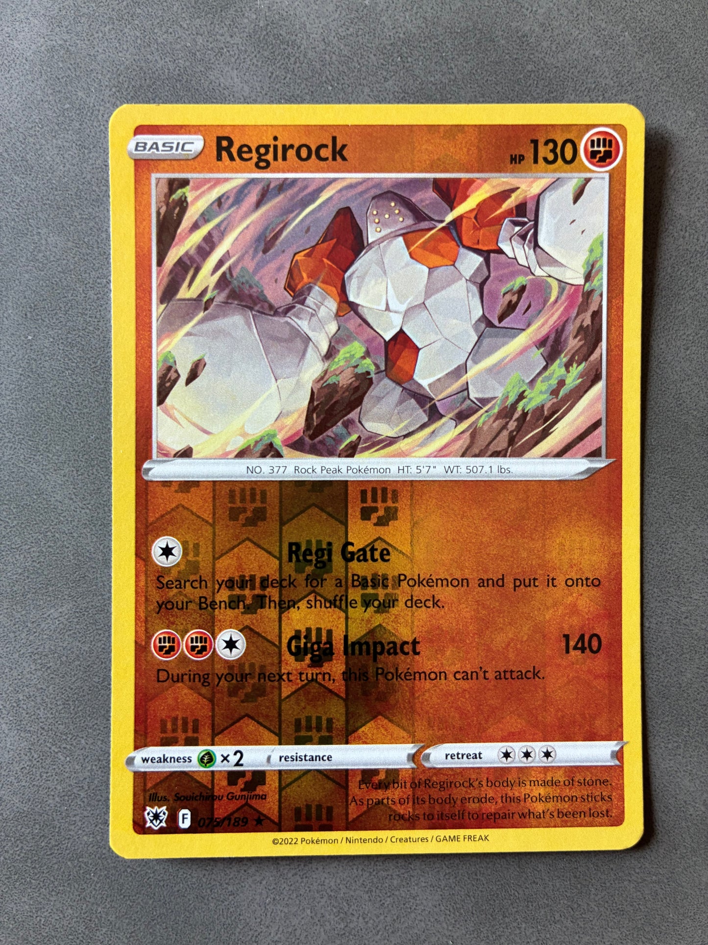 2022 POKEMON TCG - REGIROCK 075/189 (REVERSE HOLO)