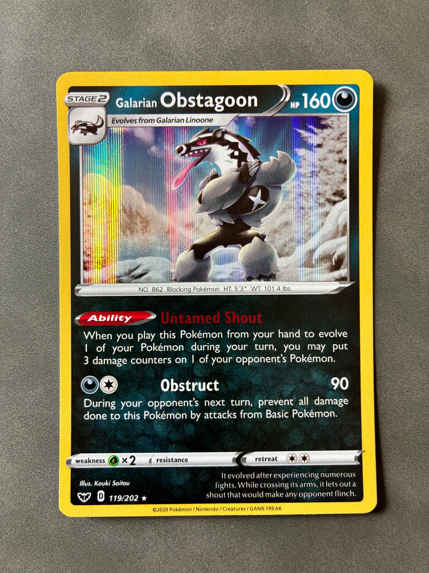 2020 POKEMON TCG - GALARIAN OBSTAGOON 119/202 (HOLO)