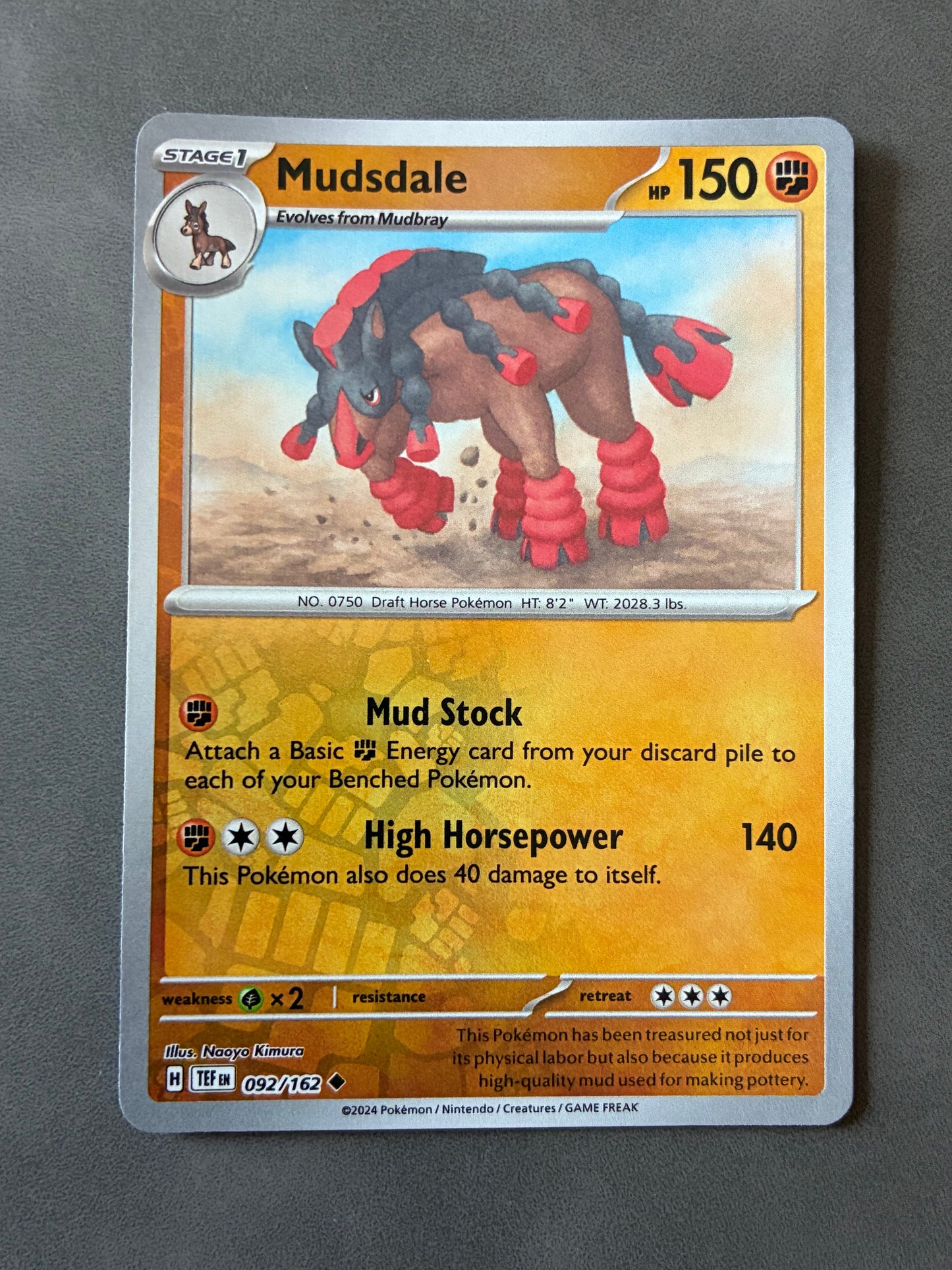 2024 POKEMON TCG TEF - MUDSDALE 092/162 (REVERSE HOLO)