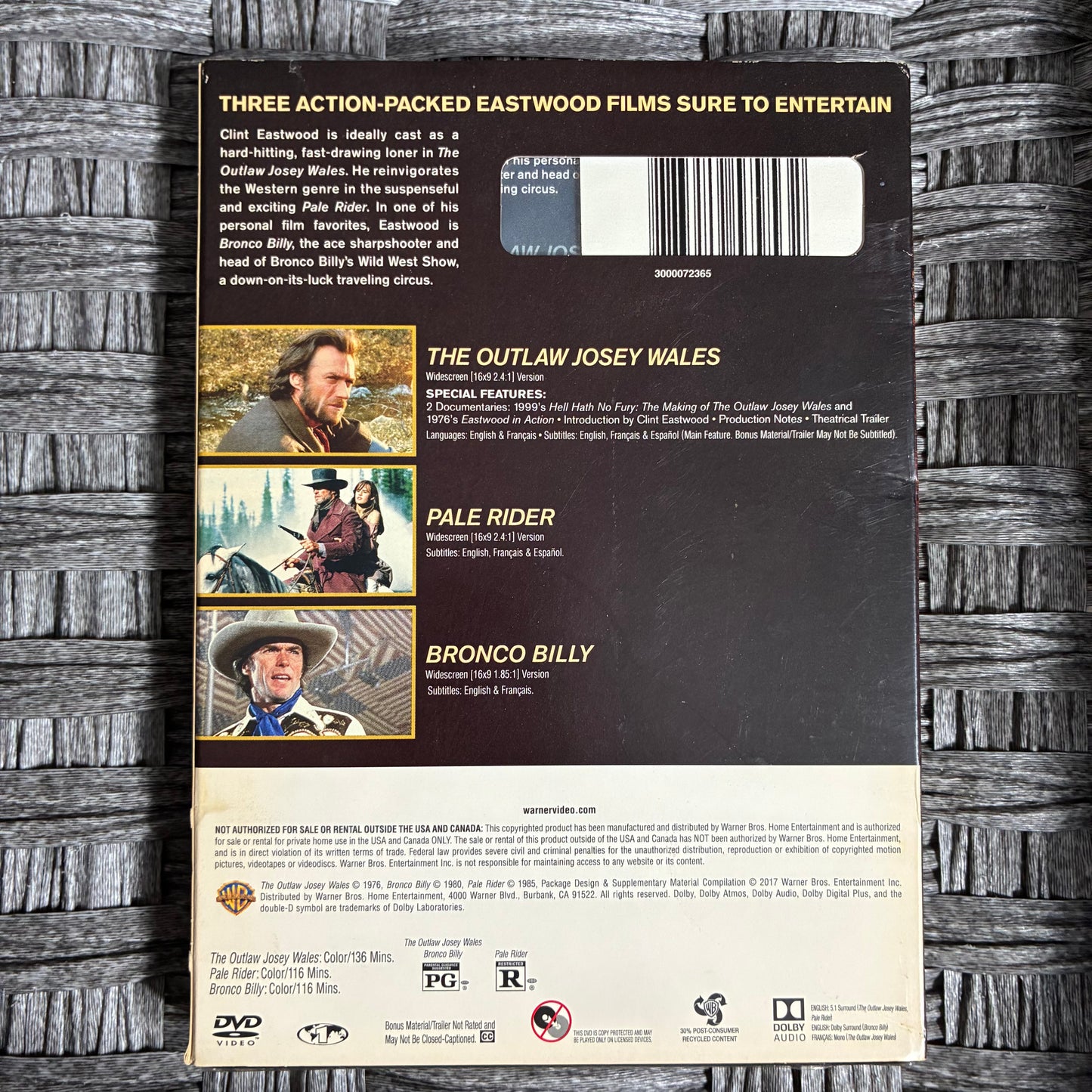 OUTLAWS AND HEROES CLINT EASTWOOD TRIPLE FEATURE DVD (2017) - SEALED