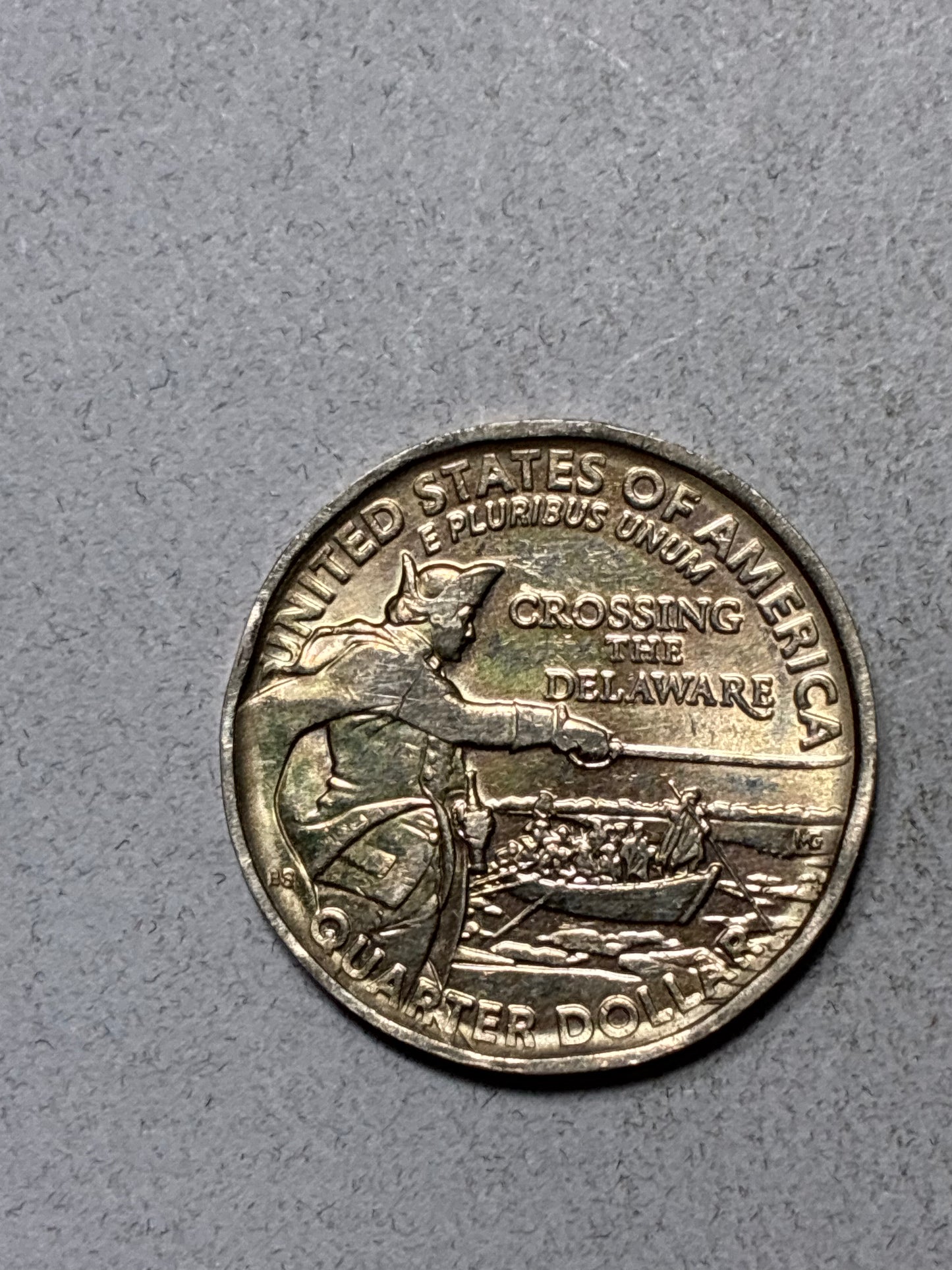 2021 D QUARTER - CROSSING THE DELAWARE - BOLD/DEEP MISSHAPEN RIM - CIRCULATED