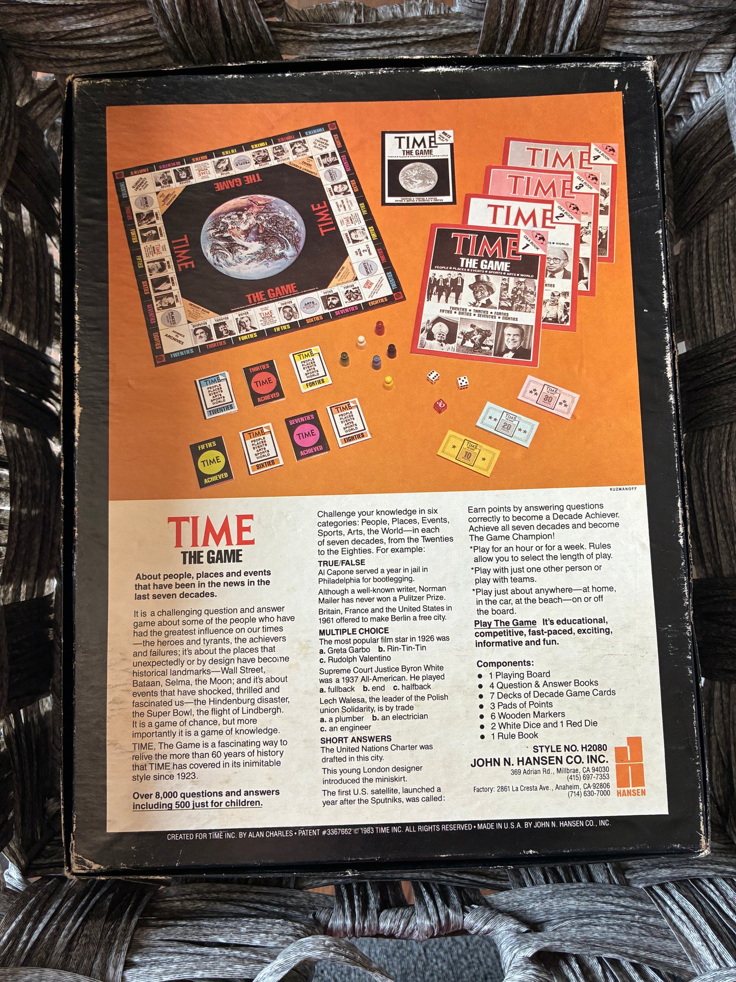 VINTAGE 1983 TIME MAGAZINE THE GAME TRIVIA 8000 QUESTIONS BOARD GAME HISTORY