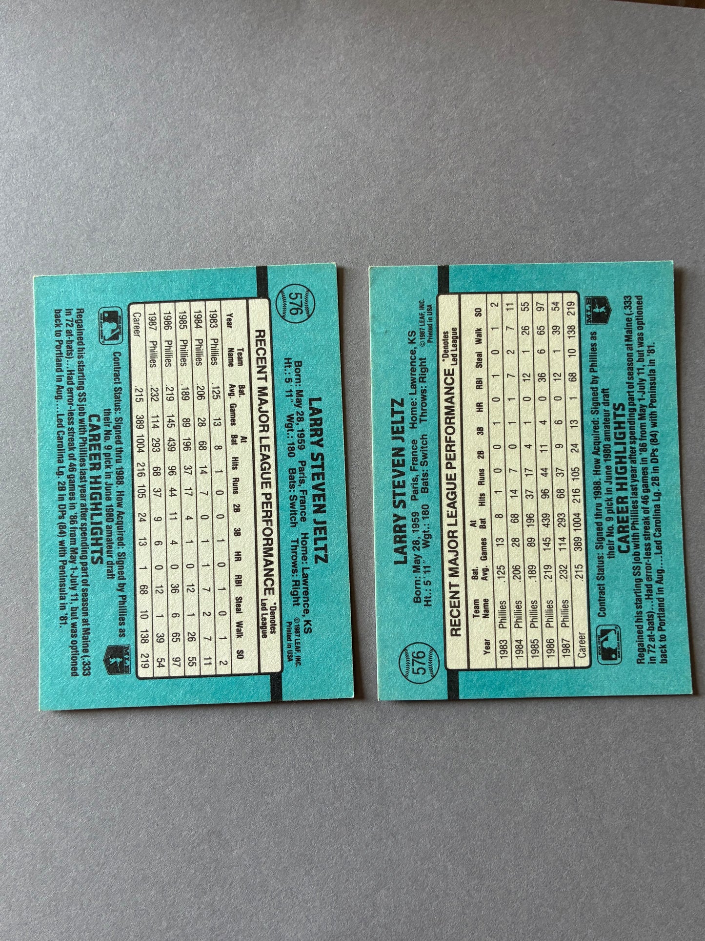 (LOT OF 2) 1988 DONRUSS - STEVE JELTZ #576 PHILLIES