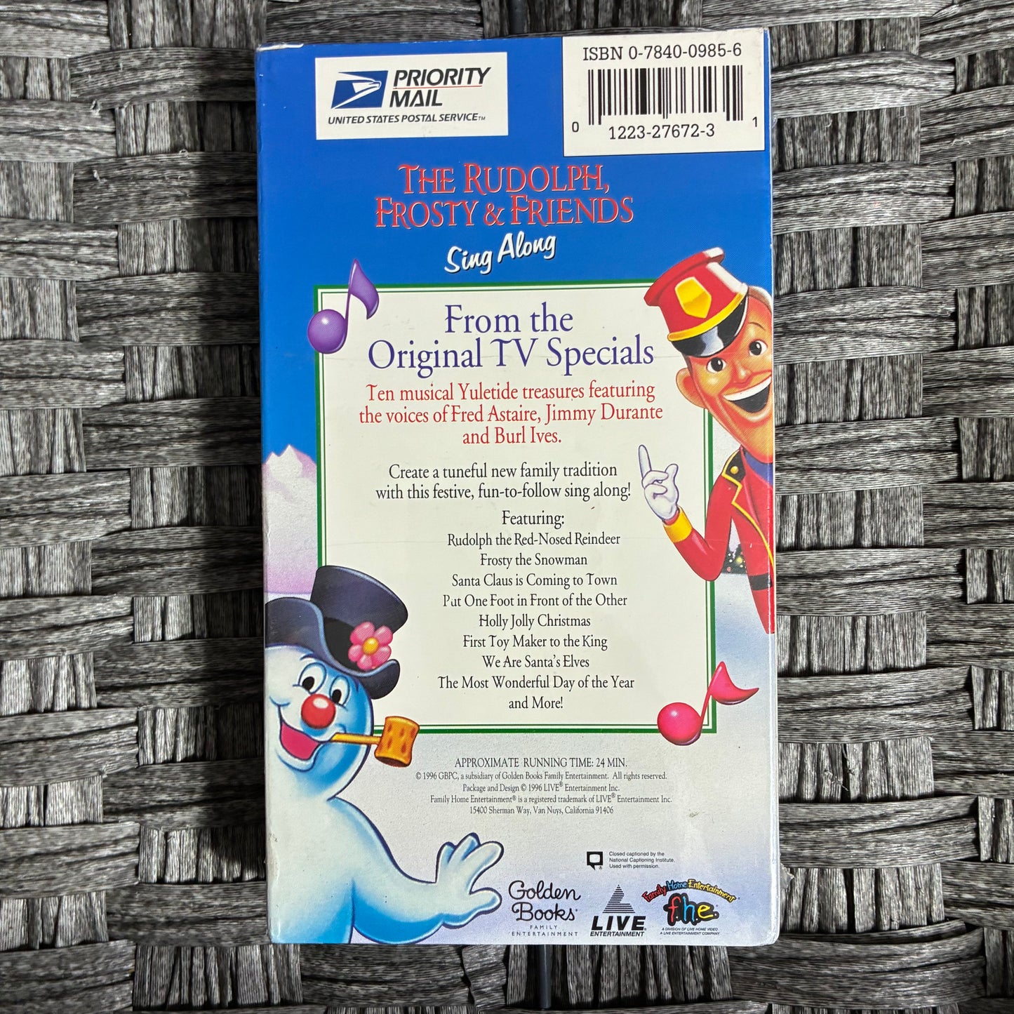 VINTAGE USPS PRIORITY MAIL VHS THE RUDOLPH, FROSTY & FRIENDS SING ALONG - SEALED